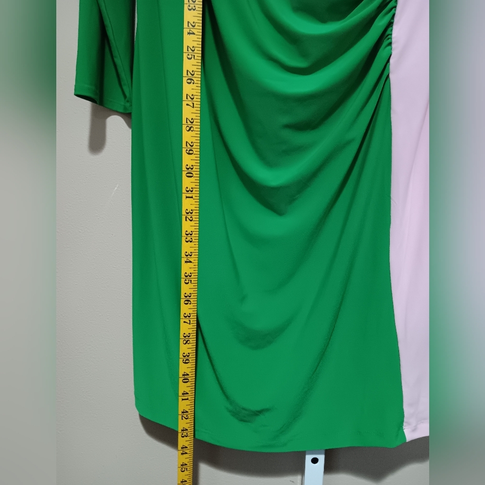 Kasper Women's (Size 3X)  Green/Pink Colorblock Knee-Length Sheath Dress (NWT) - Picture 14 of 14